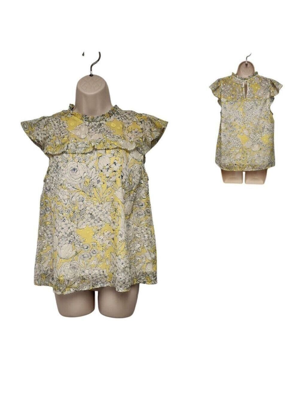 Monteau Los Angeles Chiffon Sleeveless Floral Multi-color Yellow/Black Top XL